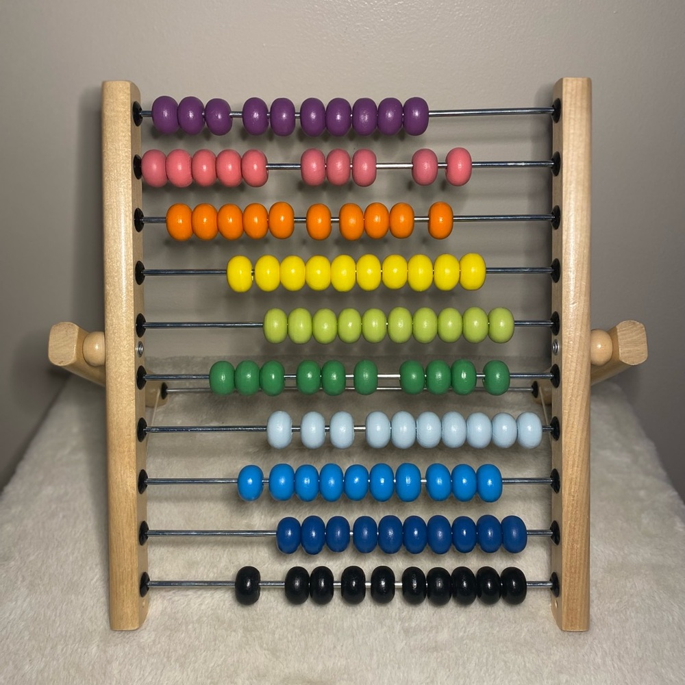 IKEA 1999 Rainbow Wood Bead MULA Abacus Toy EUC